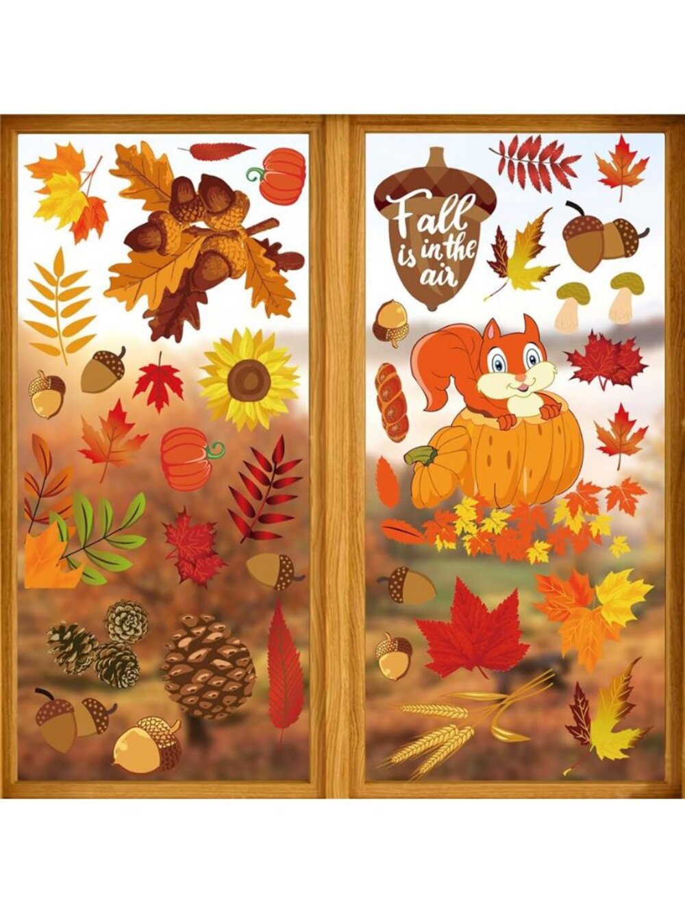 Fall Window Clings for Glass Thanksgiving Autumn Clings Decor for Windows